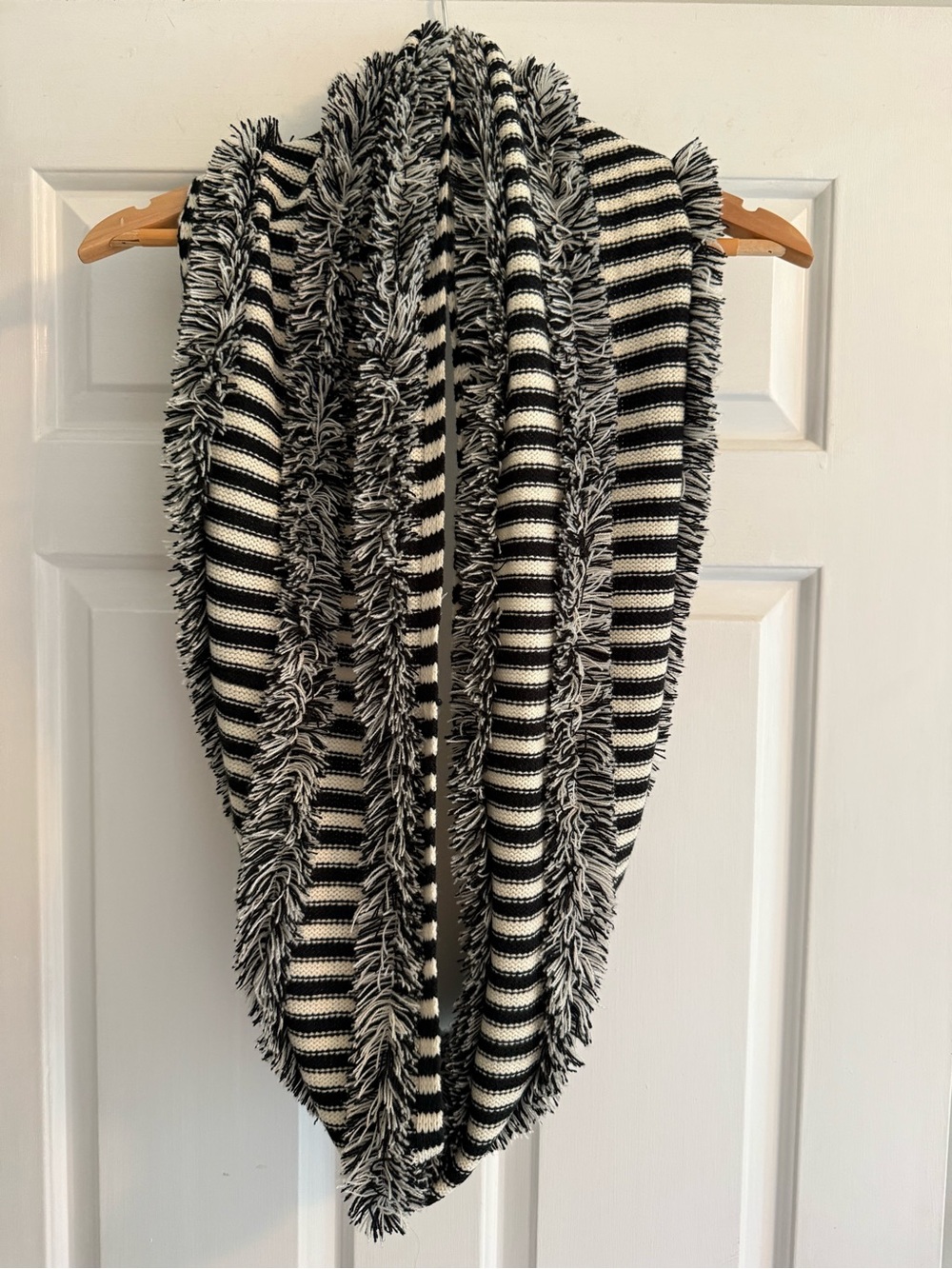 Black & Cream Striped Infinity Scarf